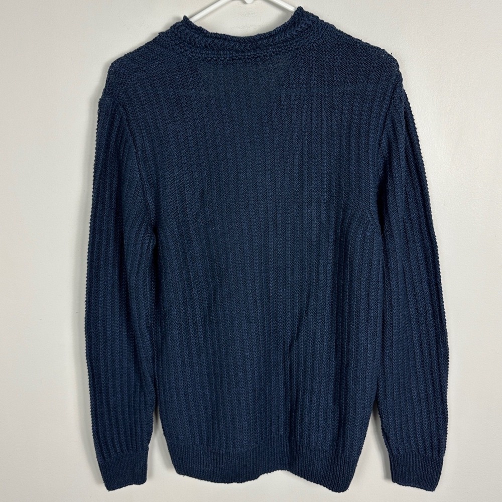 Inis Meain 90% Linen 10% Silk Blue Chevron Cable Knit Sweater Men Size Small NEW - Picture 16 of 16